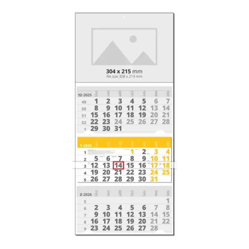 Работен трисекционен рекламен календар „Евро“4 Работен трисекционен рекламен календар „Евро“4