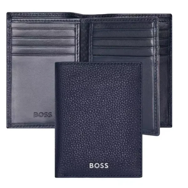 Вертикален портфейл за карти Trifold Classic Grained Navy