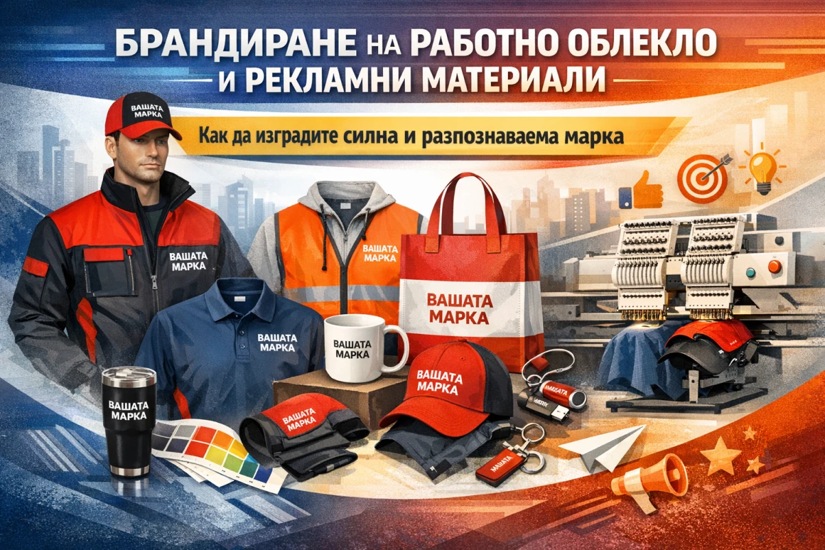 брандиране на работно облекло, брандиране на рекламни материали, брандиране на работно облекло